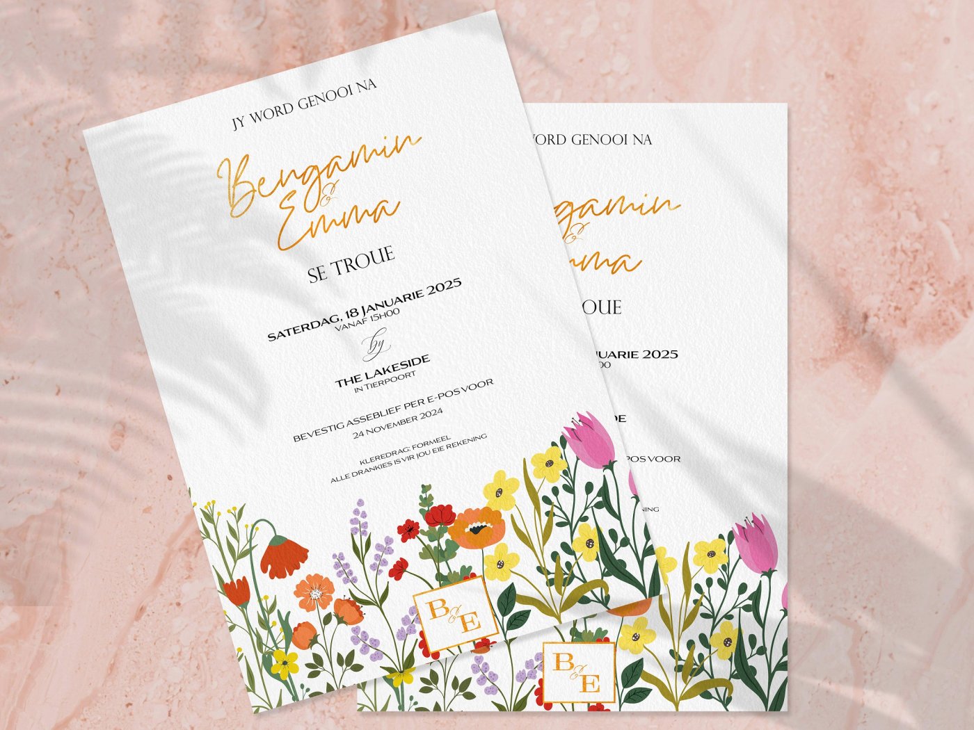 Blomme Inspirasie Trou Uitnodiging